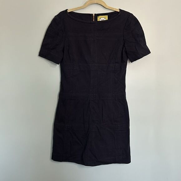 ELIZABETH MCKAY Martin Navy Blue Half Sleeve Boat Neck Shift Dress - Picture 3 of 9